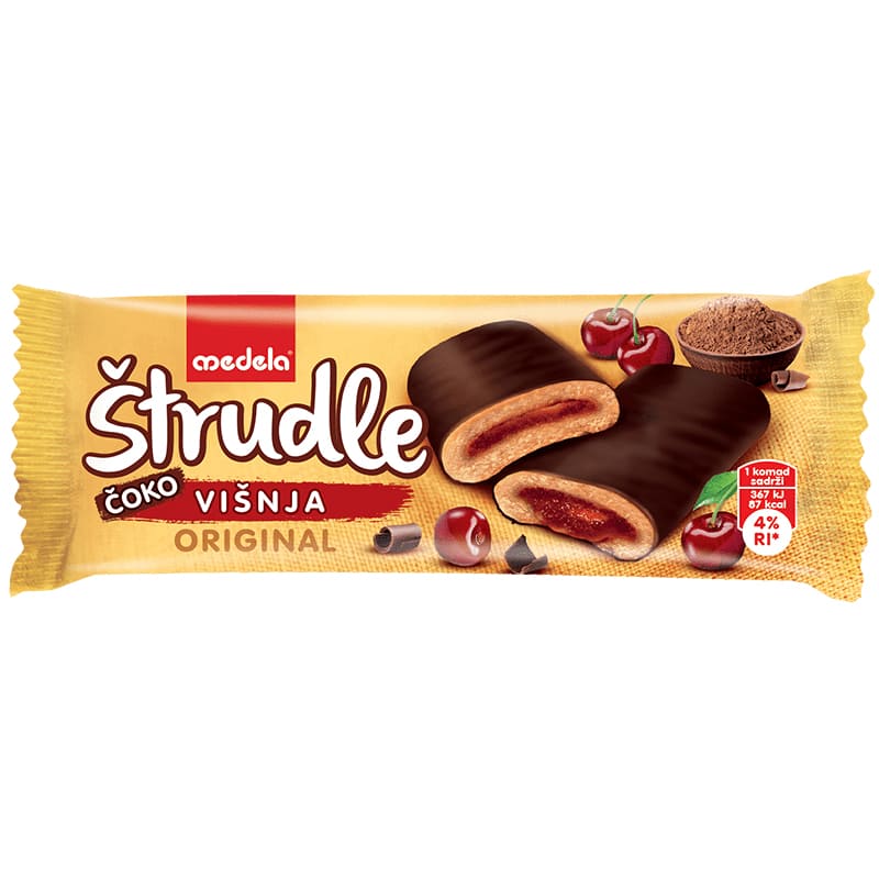 

Штрудель Medela Strudel в тёмном шоколаде, с вишней, 22 г