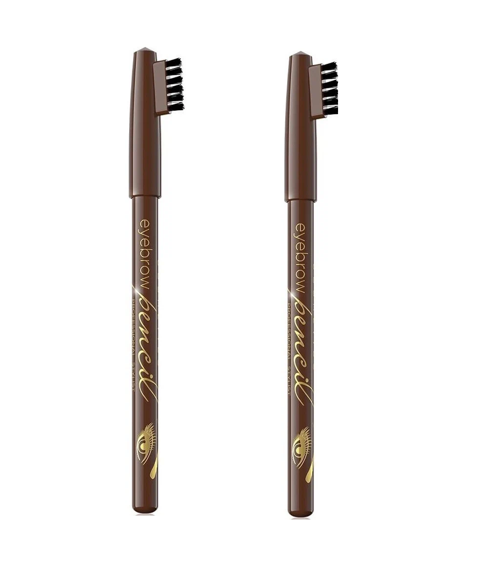 Карандаш для бровей Eveline Cosmetics контурный eyebrow pencil Brown 1.1 г 2 шт