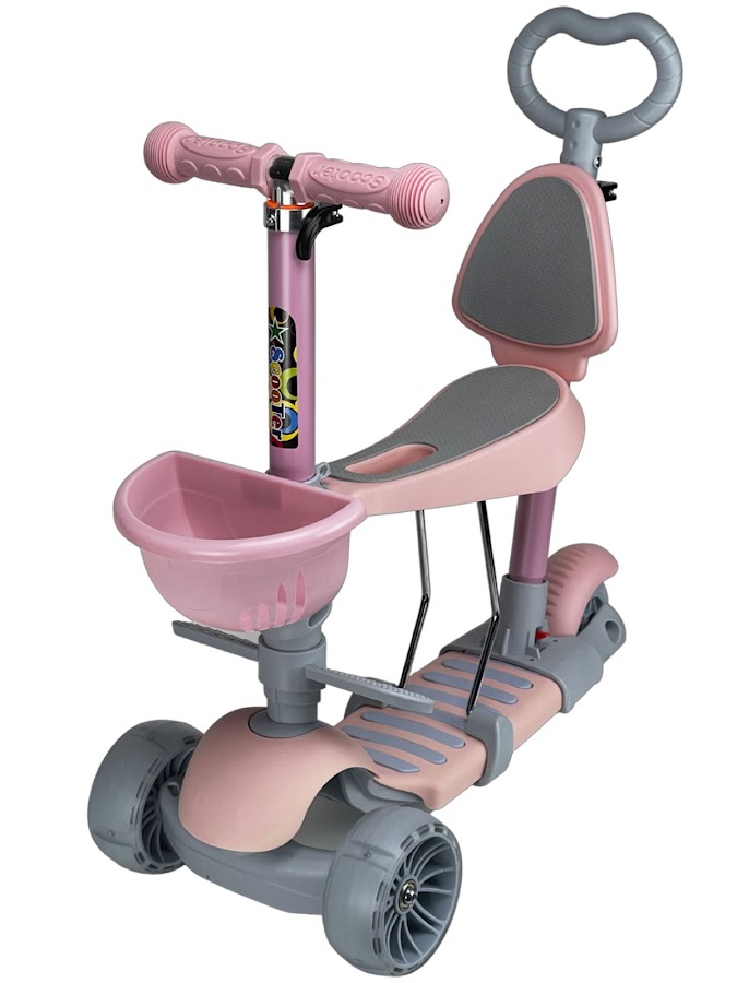 фото Самокат детский с ручкой like goods iq baby, t1.3, soft розовый, серый like goods