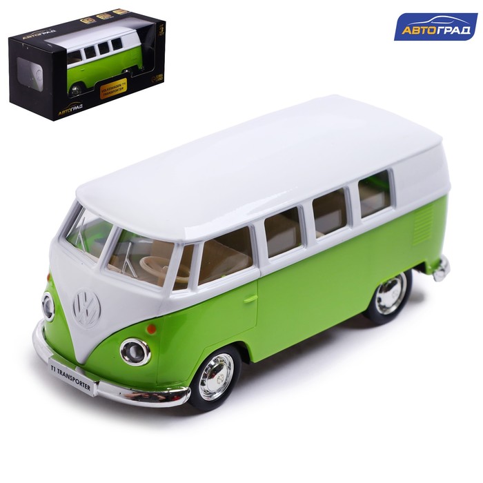 Машина металлическая Автоград VOLKSWAGEN TRANSPORTER T1, 1:32 откр. двери, инерц., зелёный xnrkey 2 button flip remote car key id48 chip 433mhz for volkswagen vw amarok transporter 2011 2016 car key fcc 5k0837202ad