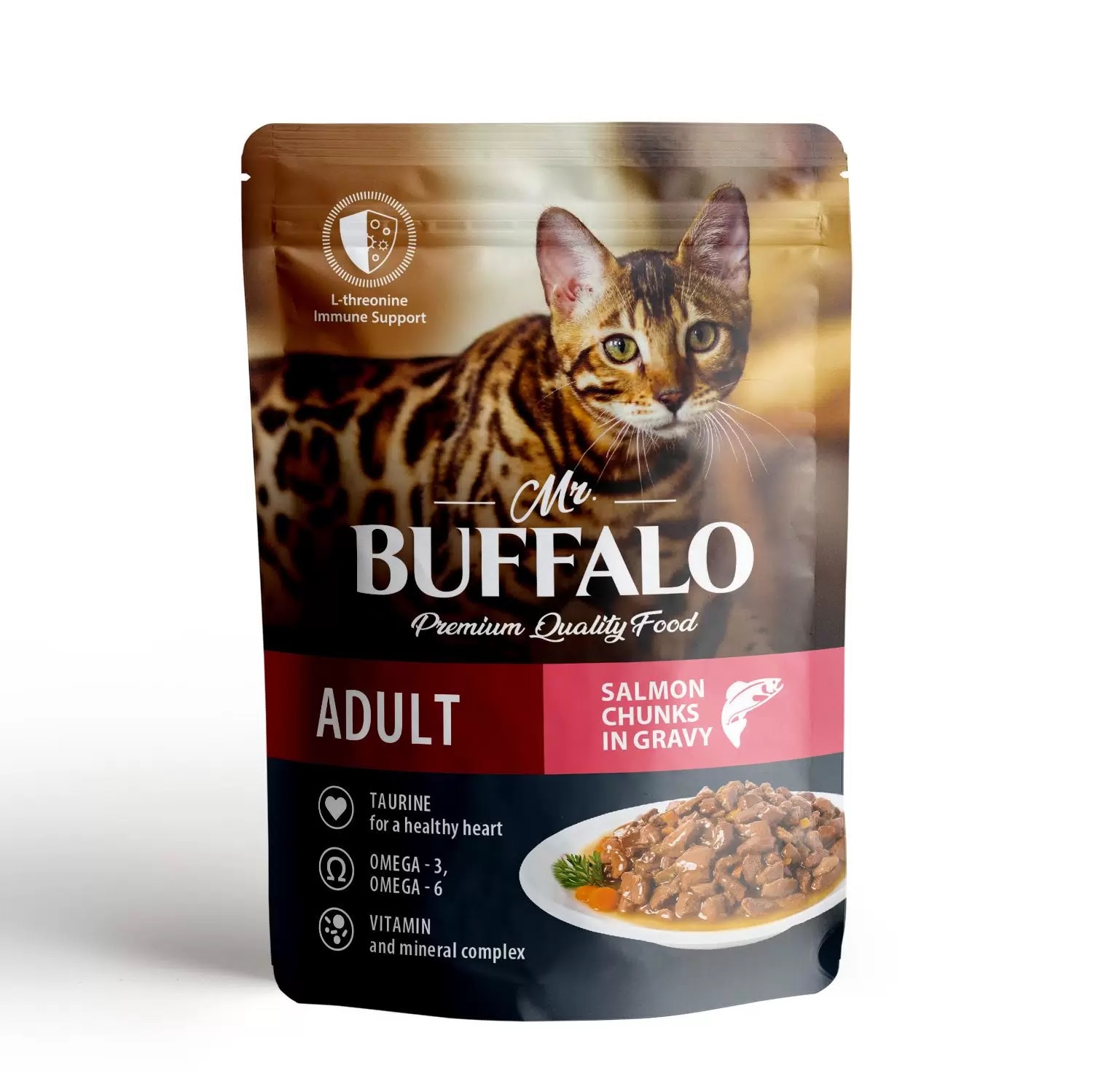 Влажный корм для кошек MrBuffalo ADULT HAIR SKIN лосось в соусе 28 шт по 85 г 2420₽