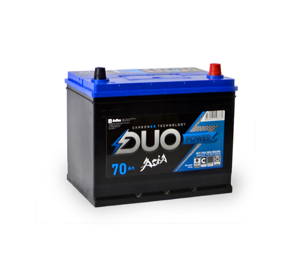 

DUO POWER DUOPA 70-З-L АКБ Asia 70 А/ч п.п. Duo Power ток 580 260 х 175 х 225