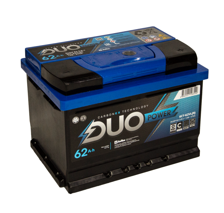 

DUO POWER DUOP 62-3-R-N АКБ 62 А/ч о.п. Duo Power ток 620 242 х 175 х 175 низкий