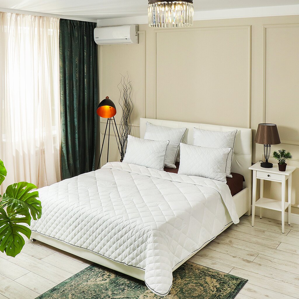 

Одеяло 1.5-спальное 140х205 см Hotel collection Файбер 350 г/м2 зимнее чехол 100% хлопок к