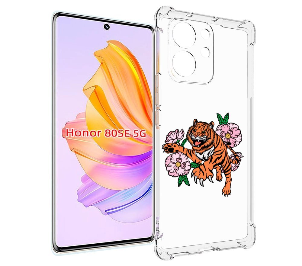 

Чехол MyPads тигры-цветочные для Honor 80 SE, Прозрачный, Tocco