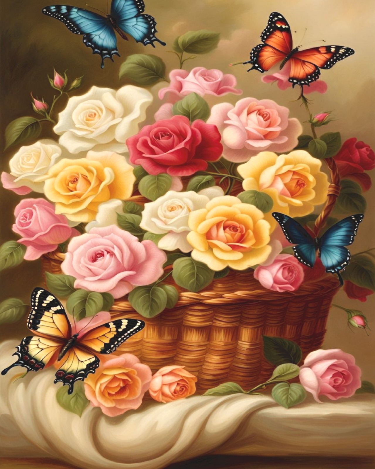 Картина по номерам ТТ Розы в корзине GK0247 Холст на подрамнике 40х50 см