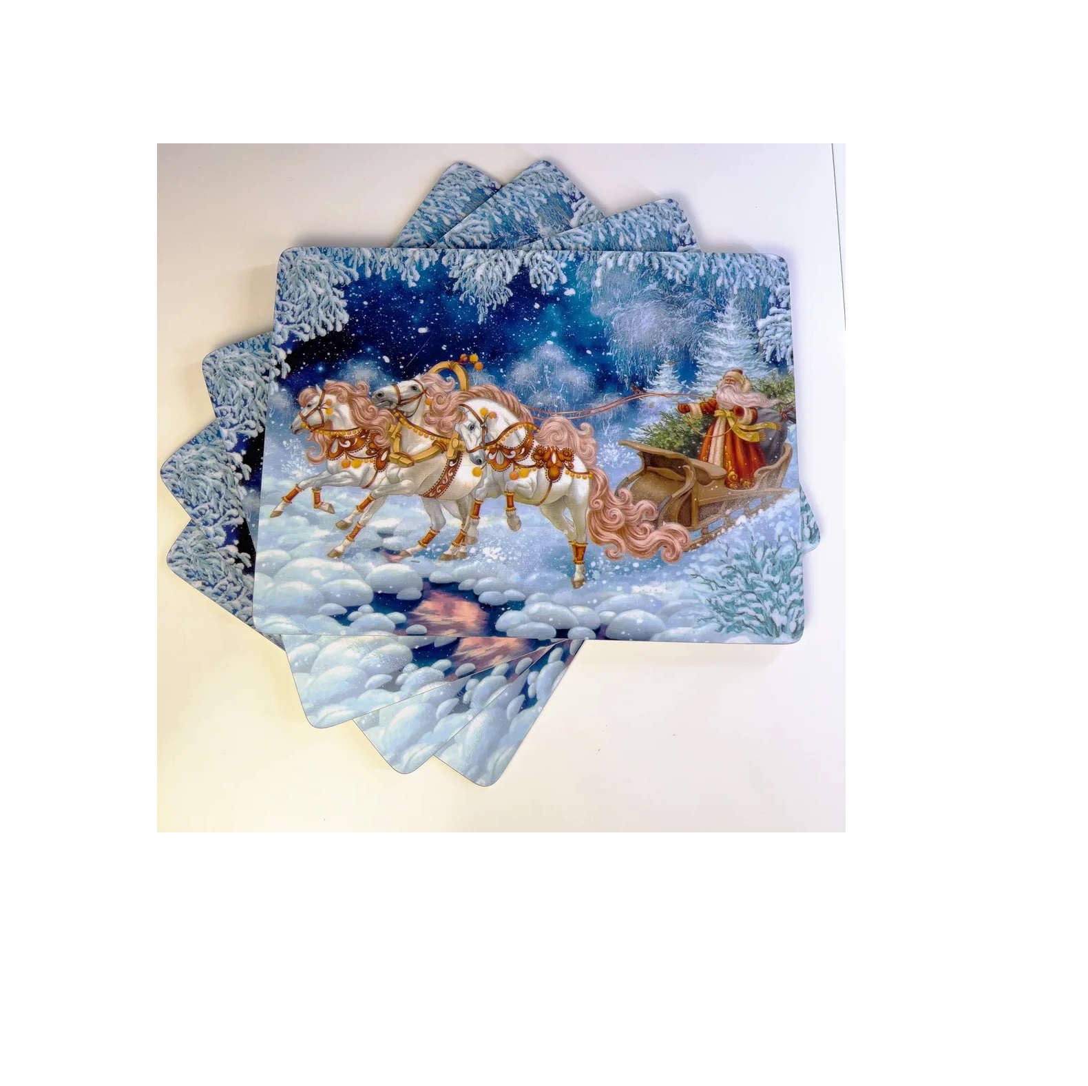 Подставки под горячее GenLex Подарки Деда Мороза 39,6 х 29,6 см 4 шт