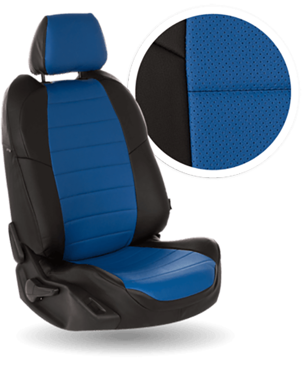 

Авточехлы Автопилот Ford Focus II Comfort Экокожа / Черный + Синий