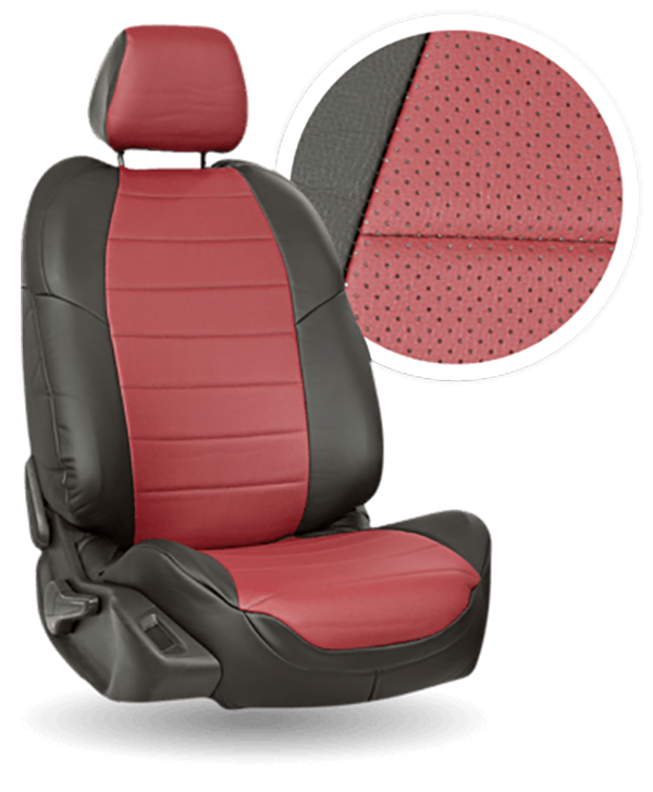 

Авточехлы Автопилот Ford Focus II Comfort Экокожа / Чёрный + Бордовый