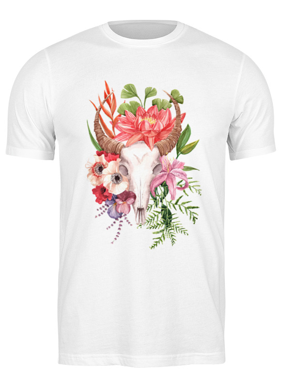 

Футболка мужская Printio Flower skull 655462 белая M, Белый, Flower skull 655462