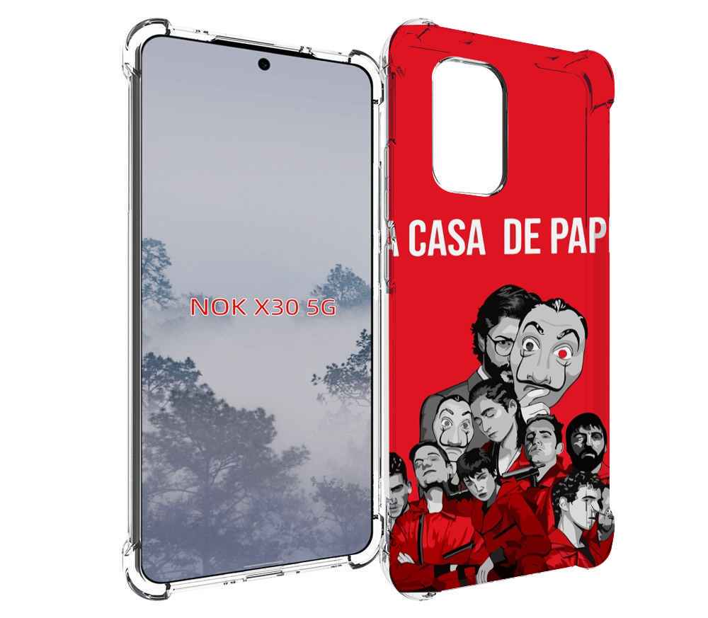 

Чехол MyPads бумажный-дом-команда для Nokia X30 5G, Tocco