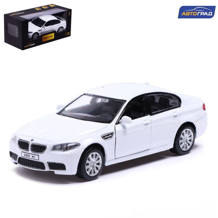 фото Машина металлическая автоград bmw m5, 1:32, откр. двери, инерция, белый 5094601