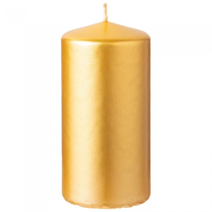 фото Свеча декоративная колонна bartek candles classic metallic 5 x10 см перламутр-золото