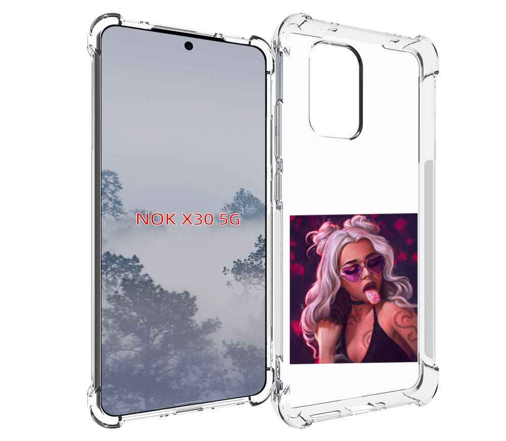 

Чехол MyPads блестящий-язык женский для Nokia X30 5G, Tocco