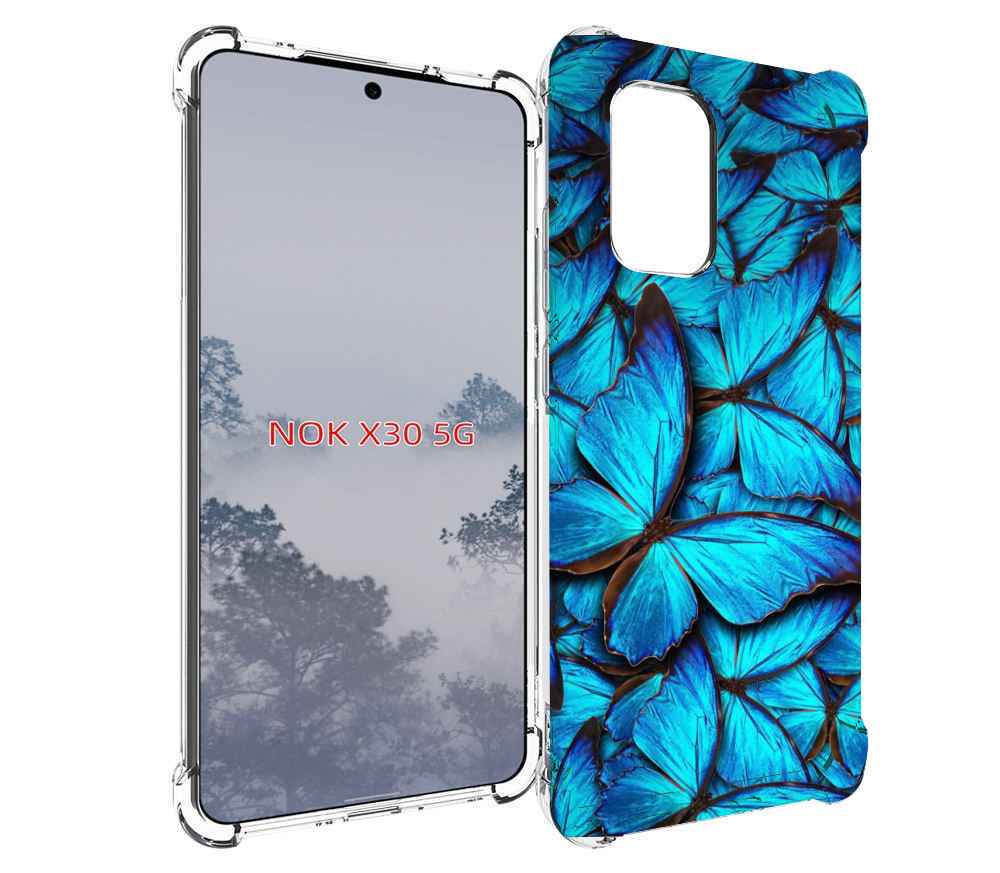 

Чехол MyPads бирюзовые бабочки для Nokia X30 5G, Tocco