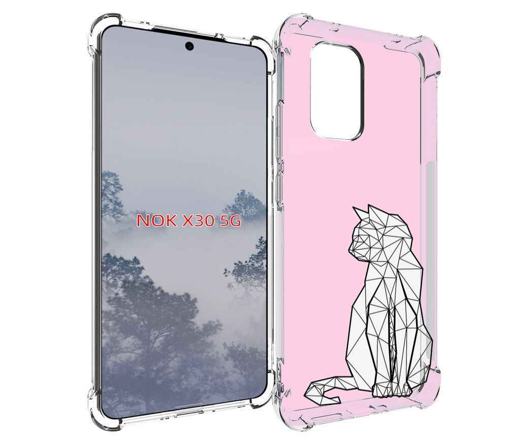 

Чехол MyPads белый котик с гранями для Nokia X30 5G, Tocco
