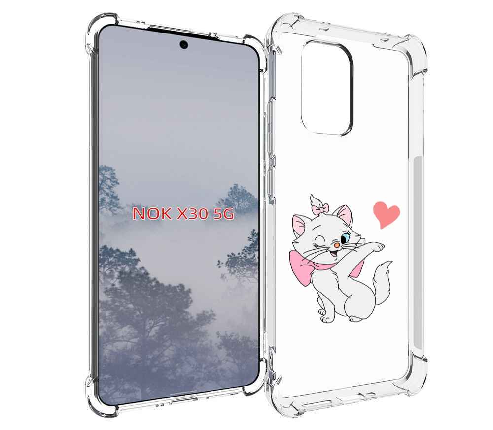 

Чехол MyPads белая-кошечка-с-сердечком женский для Nokia X30 5G, Tocco