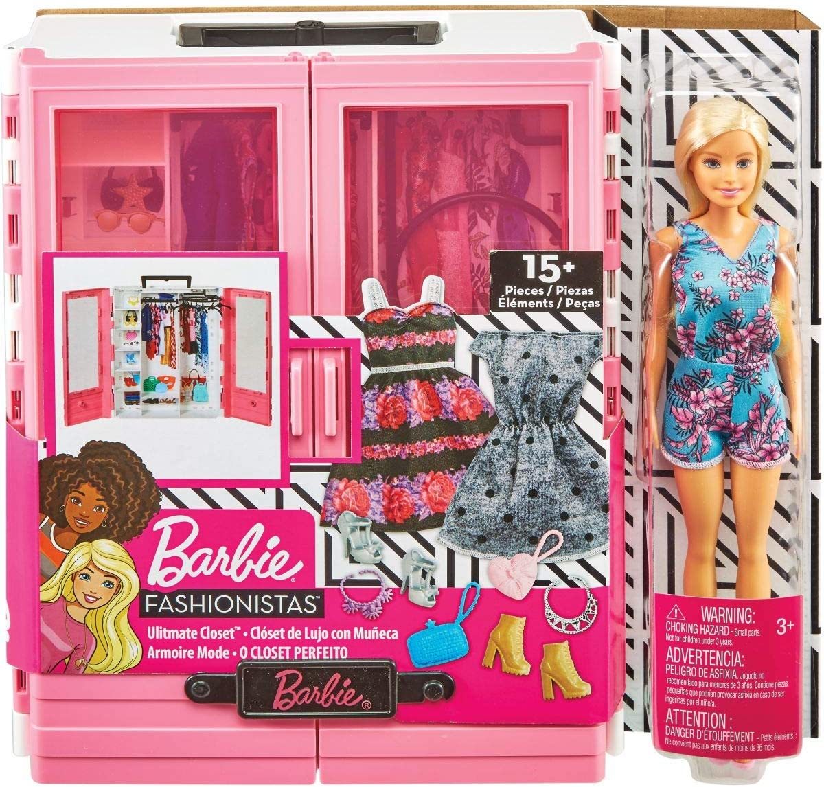 фото Кукла barbie и модный шкаф с одеждой