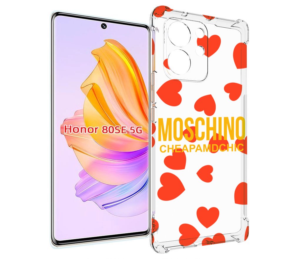 

Чехол MyPads сердца-москино для Honor 80 SE, Прозрачный, Tocco