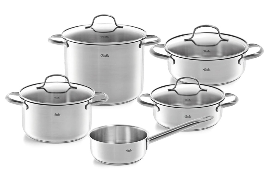 

Набор из 9 предметов Fissler San Francisco кастрюли, сотейник, с крышками, ковш 4012305_