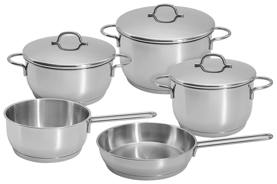 Набор посуды из 9 предметов Metalac Грация кастрюли, крышки, ковш, сковорода 368599_