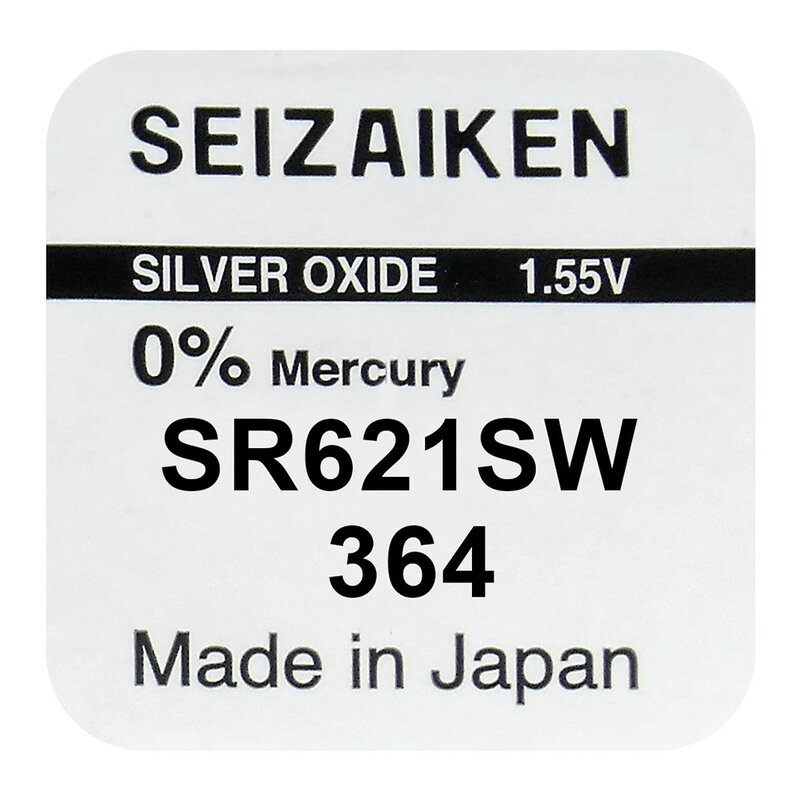 

Батарейка для часов Seizaken 364 SR621SW Silver Oxide 1.55V, в блистере 1 шт.