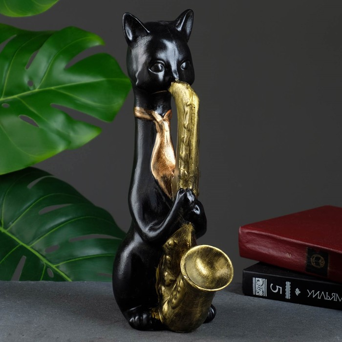 

Фигура "Кот - музыкант, с саксофоном" черный, 31х16х10см