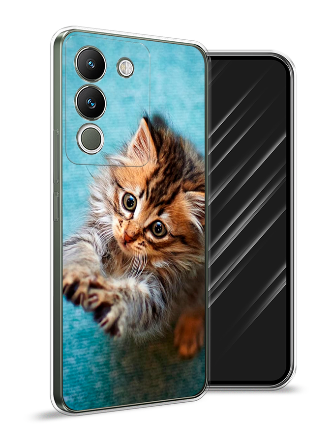 

Чехол Awog на Vivo V29e 5G "Котенок просит есть", Бирюзовый;коричневый;белый, 269650-1