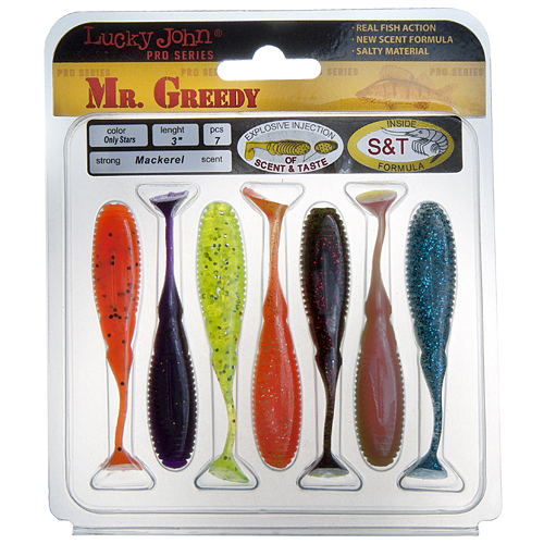 

Силиконовая приманка Lucky John Pro Series Mister Greedy 76 мм, MIX1, 7 шт., Pro Series Mister Greedy
