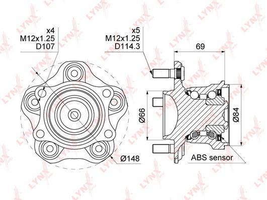 

Подшипник ступицы задней Nissan Cefiro III/Teana I 00>08 Lynx WH1053