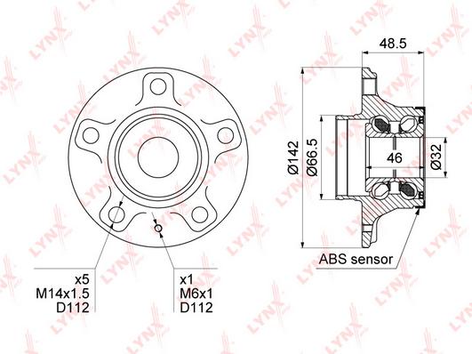 

Подшипник ступицы задней Audi A4 B8/A4 B8 Avant/A5 07>18 Lynx WH1004