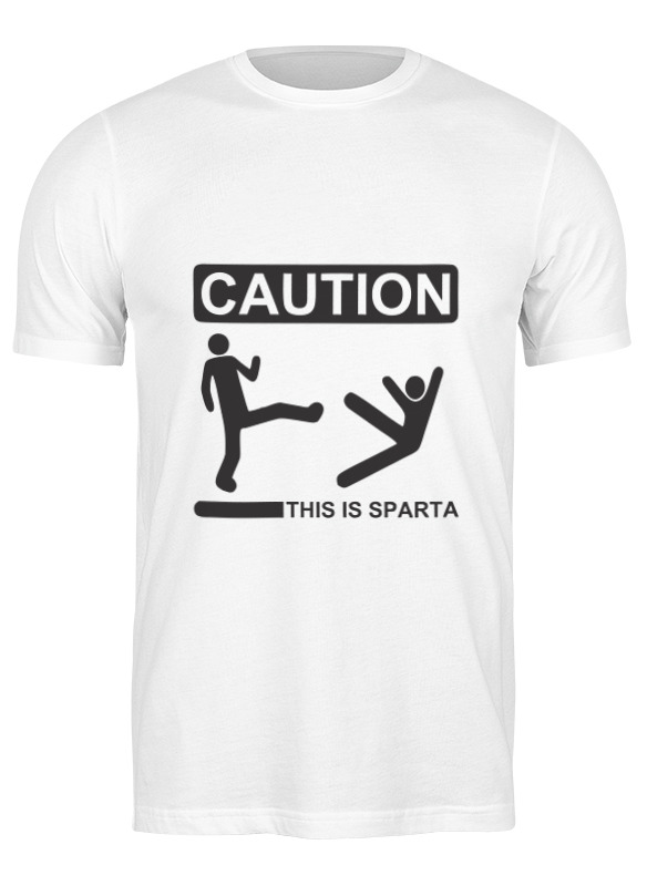 

Футболка мужская Printio This is sparta caution. 3703144 белая L, Белый, This is sparta caution. 3703144