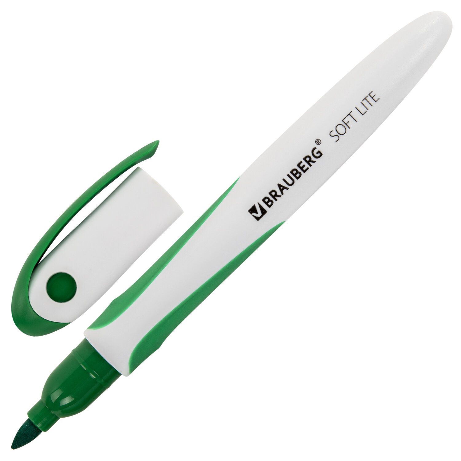 

Маркер стираемый для белой доски ЗЕЛЕНЫЙ, Brauberg SOFT LITE, 3 мм резиновая вставка 12 шт
