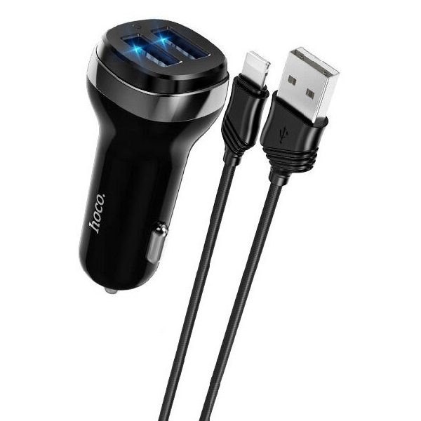 

АЗУ Hoco Lightning на 2 USB 2.4A Z40 черное