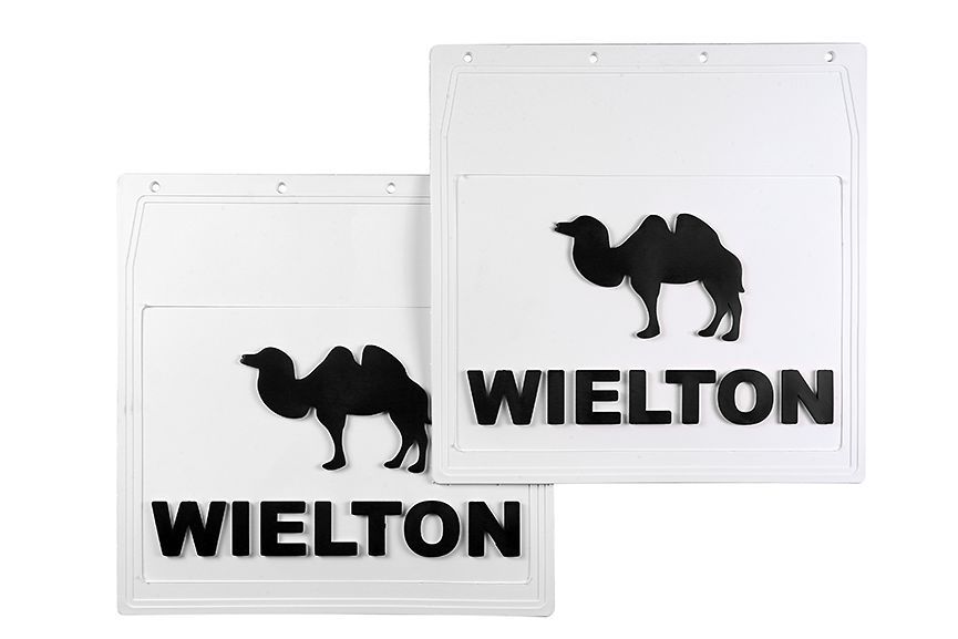 

Комплект брызговиков "WIELTON+Верблюд" 400*400 белая резина с черной надписью
