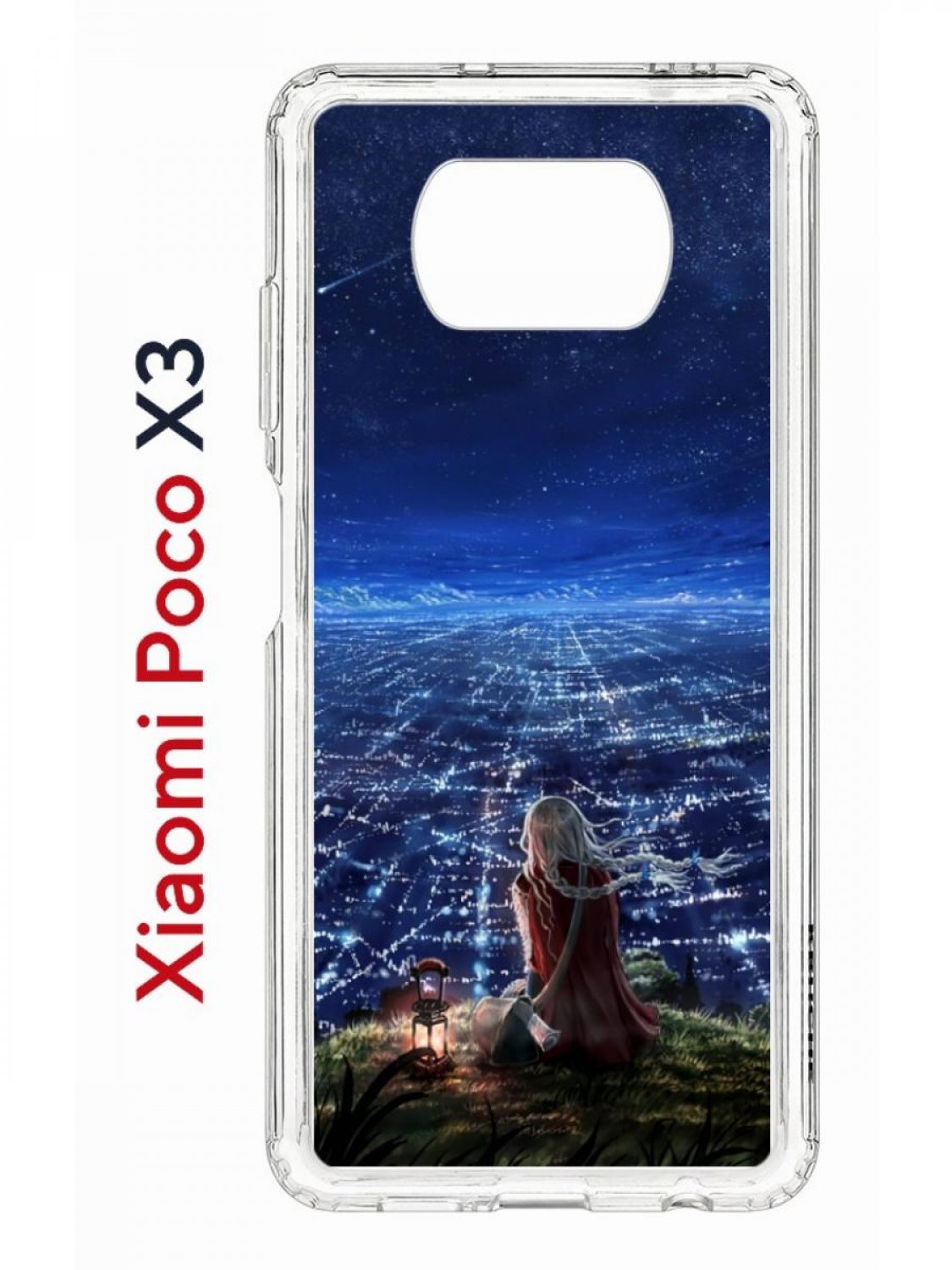 Чехол на Xiaomi Poco X3/X3 Pro Kruche Print Ночные Огни,противоударный бампер с принтом
