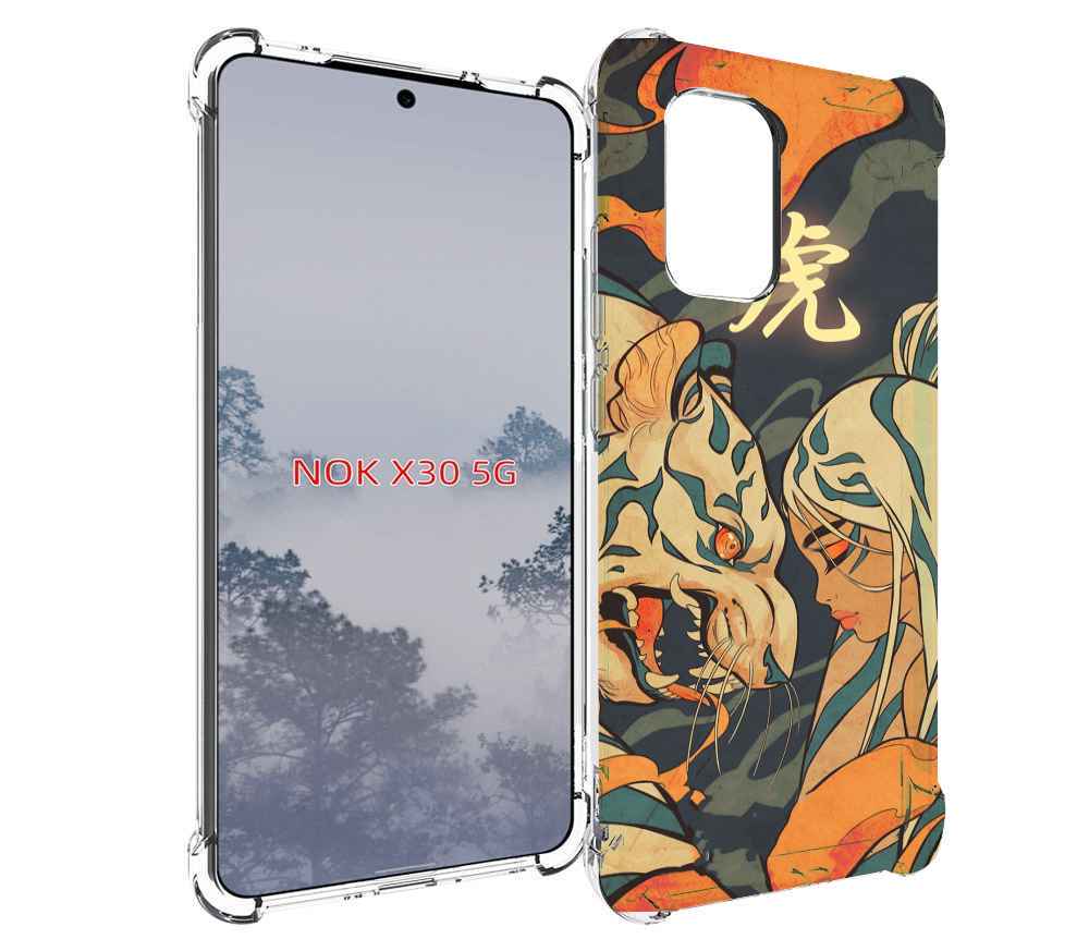

Чехол MyPads Тигр и девушка друзья для Nokia X30 5G, Tocco