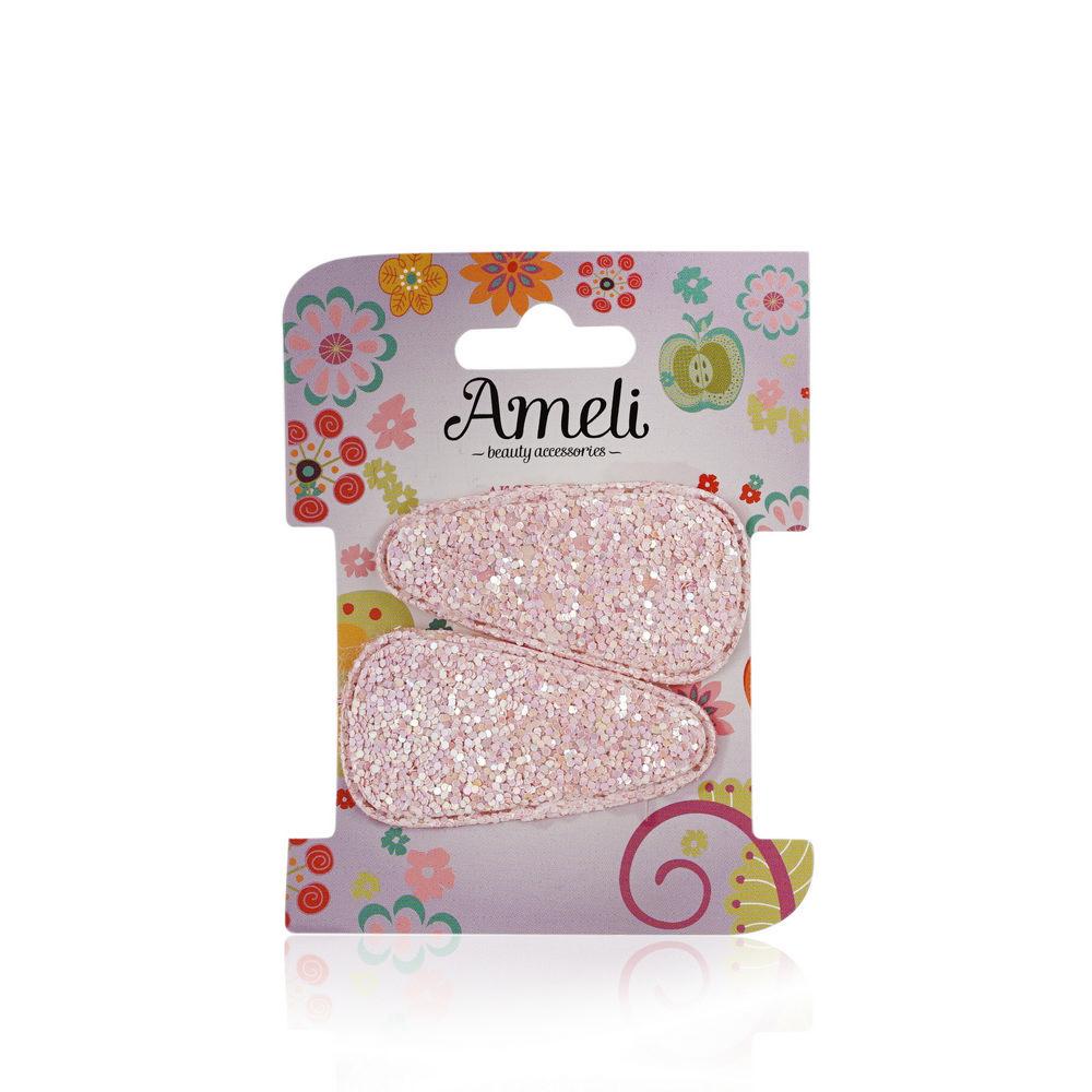

Заколки для волос Ameli с блестками 2 шт, Розовый