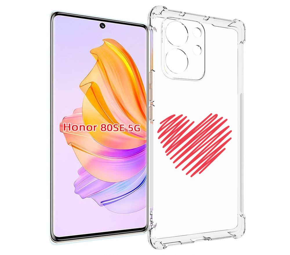 

Чехол MyPads сердечко-одной-линией для Honor 80 SE, Прозрачный, Tocco