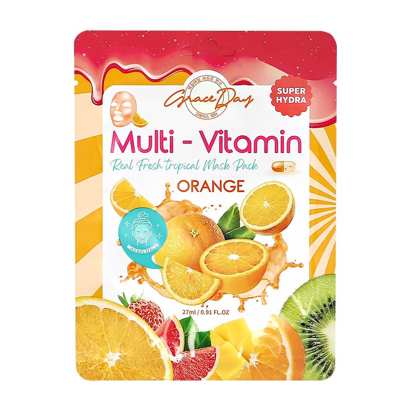 

Маска для лица GRACE DAY MULTI-VITAMIN с экстрактом апельсина 27 мл