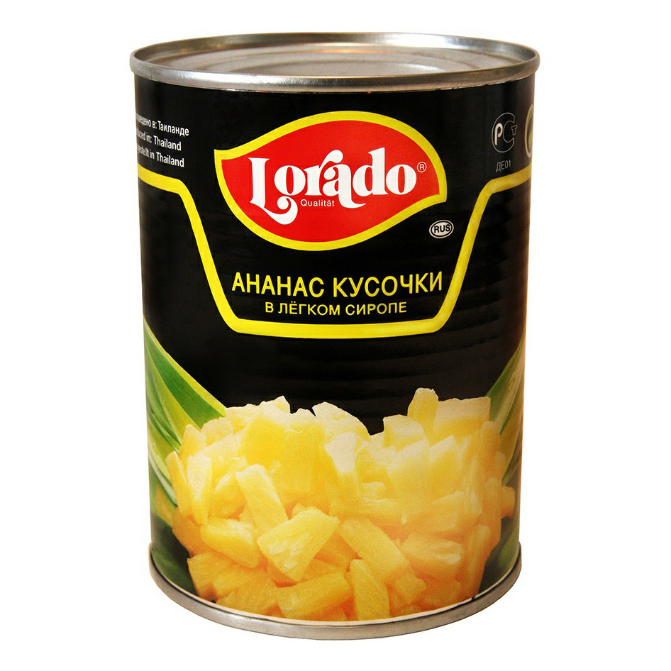

Ананасы Lorado кусочки в сиропе 850 г