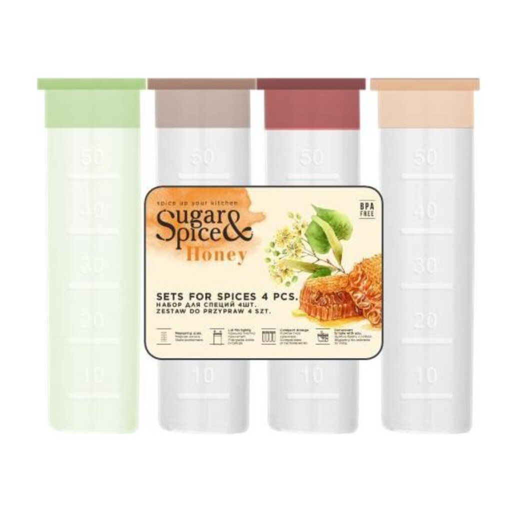 

Набор емкостей д/хранения специй Sugar&Spice Honey 4шт, микс , SE112312998, Прозрачный
