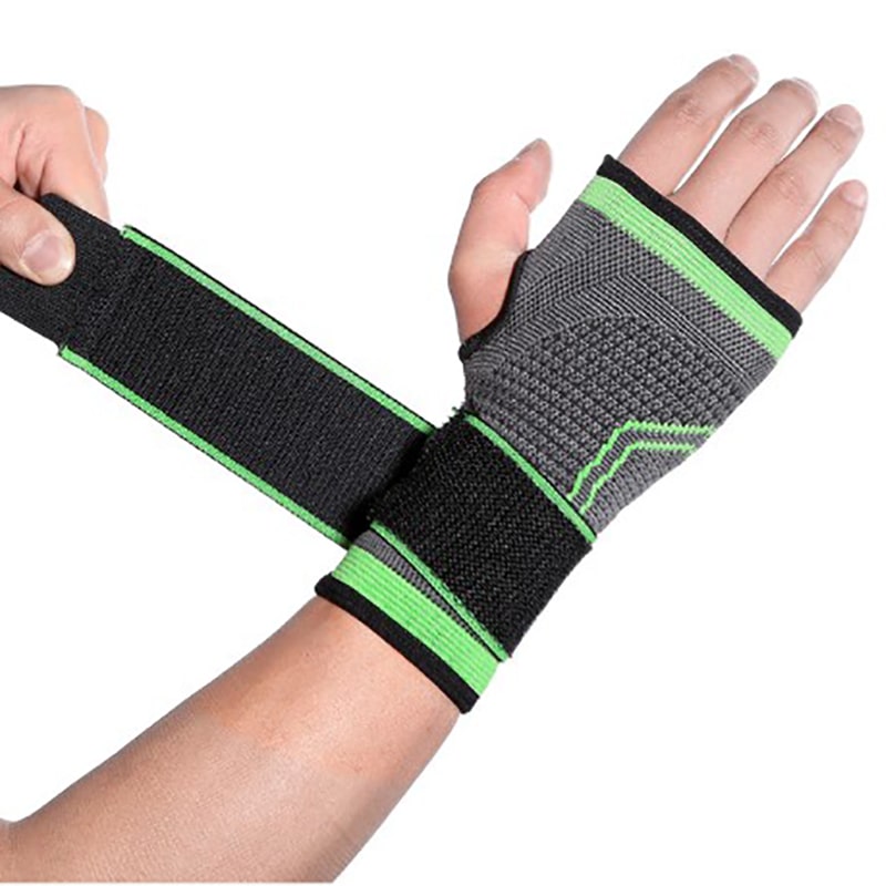 фото Бандаж компрессионный суппорт для фиксации кистей рук и лучезапястный сустав, зеленый baziator