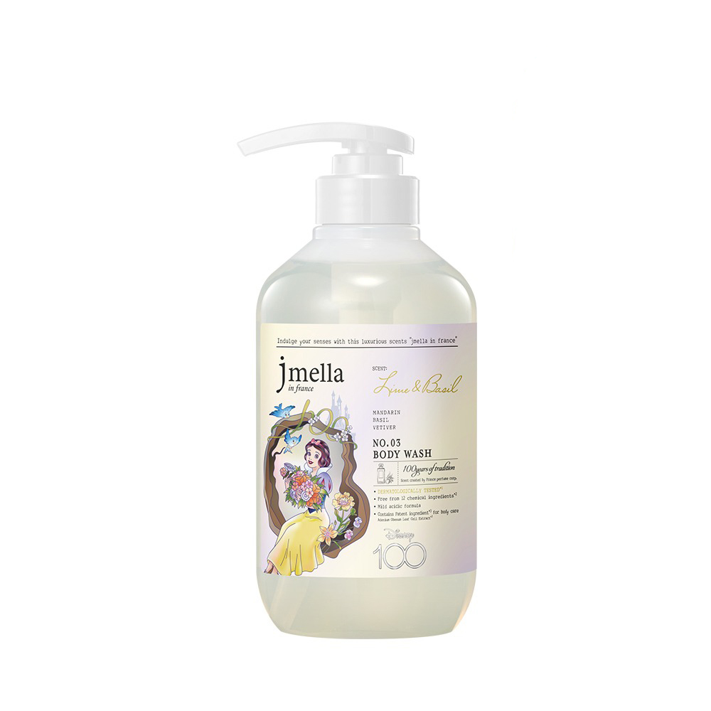 Парфюмированный гель для душа Jmella Lime & Basil Body Wash Белоснежка с лаймом и базилик гель для душа jmella мандарин розовый пион белый мускус 500 мл