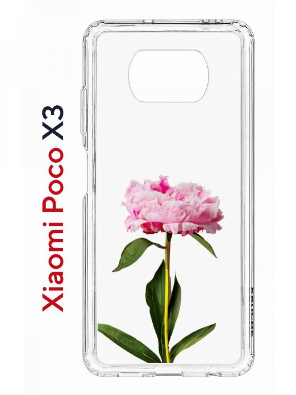 Чехол на Xiaomi Poco X3/X3 Pro Kruche Print Пион,противоударный бампер с принтом