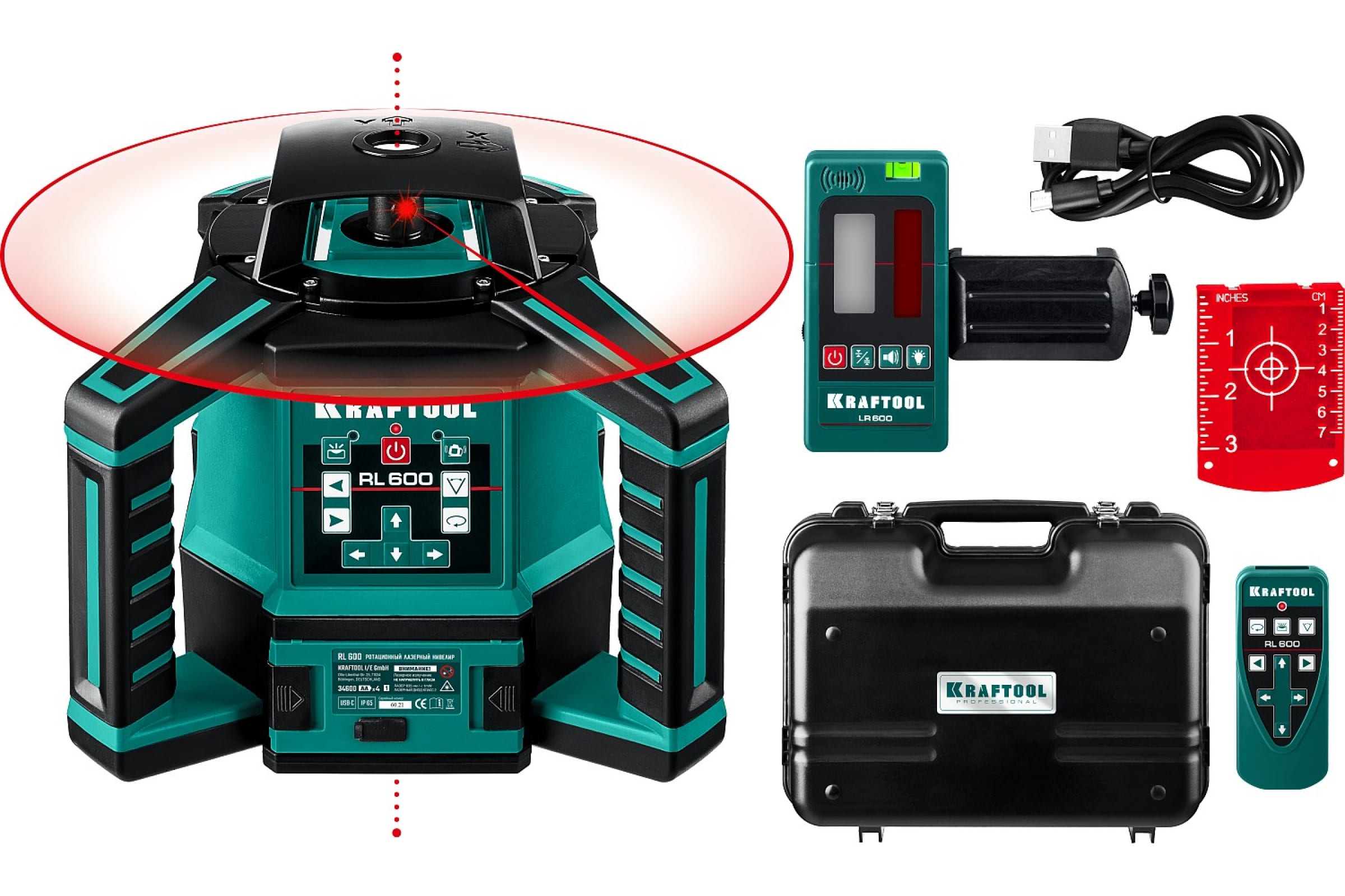 Лазерный нивелир Kraftool RL600, ротационный ротационный нивелир rgk sp 610g