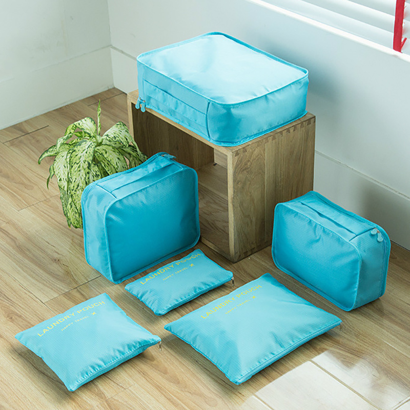 фото Набор для путешествий и хранения laundry pouch из 6 сумок органайзеров голубой