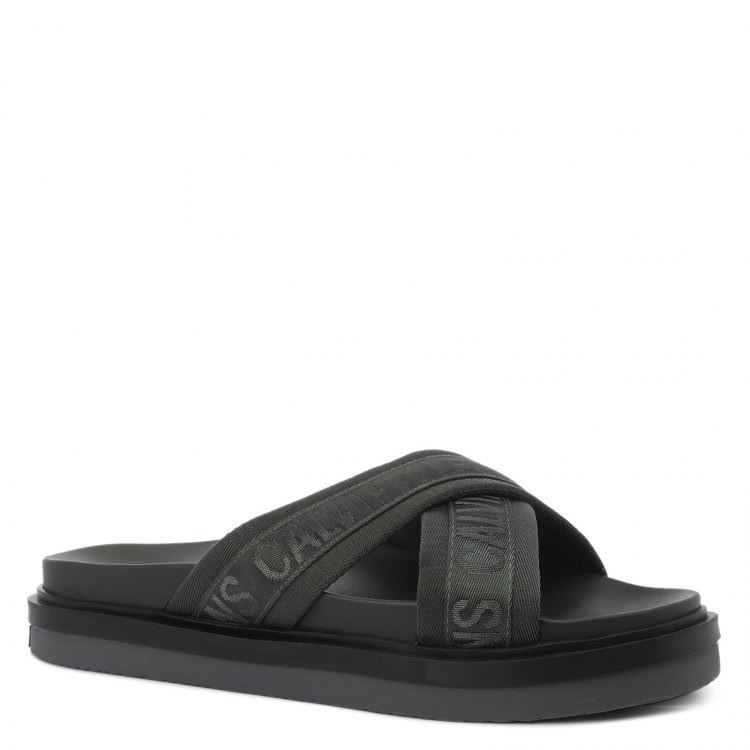 фото Мужские шлепанцы calvin klein jeans flat sandal crisscross цв. темно-зеленый 45 eu