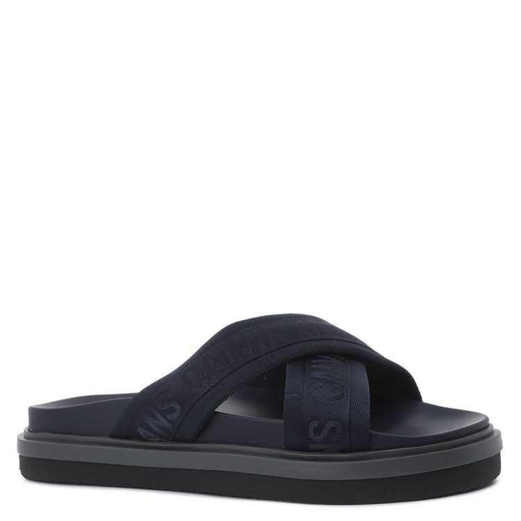 фото Мужские шлепанцы calvin klein jeans flat sandal crisscross цв. темно-синий 43 eu