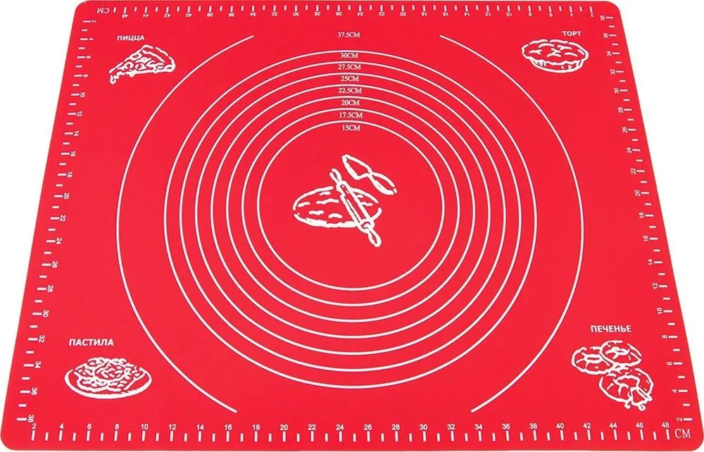 

Силиконовый коврик для раскатывания теста Mirus Group, Красный, 210-ковриктесто1к
